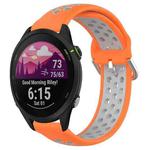 For Garmin Forerunner 255 Music 22mm Perforated Breathable Sports Silicone Watch Band(Orange+Grey)