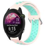 For Garmin Forerunner 255 Music 22mm Perforated Breathable Sports Silicone Watch Band(Pink+ Water Duck)