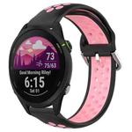 For Garmin Forerunner 255 Music 22mm Perforated Breathable Sports Silicone Watch Band(Black+Pink)