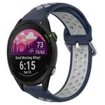 For Garmin Forerunner 255 Music 22mm Perforated Breathable Sports Silicone Watch Band(Midnight Blue + Gray)