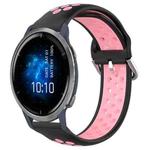 For Garmin Venu 2 22mm Perforated Breathable Sports Silicone Watch Band(Black+Pink)