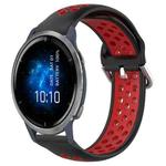 For Garmin Venu 2 22mm Perforated Breathable Sports Silicone Watch Band(Black+ Red)