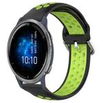 For Garmin Venu 2 22mm Perforated Breathable Sports Silicone Watch Band(Black+ Lime)