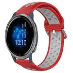For Garmin Venu 2 22mm Perforated Breathable Sports Silicone Watch Band(Red+Grey)