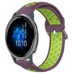 For Garmin Venu 2 22mm Perforated Breathable Sports Silicone Watch Band(Purple+Lime)