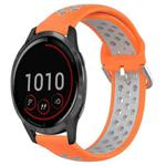 For Garmin Vivoactive4 22mm Perforated Breathable Sports Silicone Watch Band(Orange+Grey)