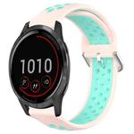 For Garmin Vivoactive4 22mm Perforated Breathable Sports Silicone Watch Band(Pink+ Water Duck)