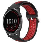For Garmin Vivoactive4 22mm Perforated Breathable Sports Silicone Watch Band(Black+ Red)