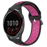 For Garmin Vivoactive4 22mm Perforated Breathable Sports Silicone Watch Band(Black+Rose Red)