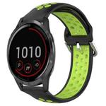 For Garmin Vivoactive4 22mm Perforated Breathable Sports Silicone Watch Band(Black+ Lime)