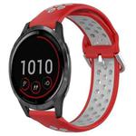 For Garmin Vivoactive4 22mm Perforated Breathable Sports Silicone Watch Band(Red+Grey)