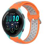 For Garmin Forerunner 265 Music 22mm Perforated Breathable Sports Silicone Watch Band(Orange+Grey)