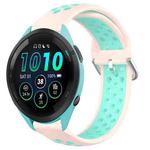 For Garmin Forerunner 265 Music 22mm Perforated Breathable Sports Silicone Watch Band(Pink+ Water Duck)