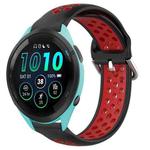 For Garmin Forerunner 265 Music 22mm Perforated Breathable Sports Silicone Watch Band(Black+ Red)