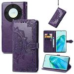 For Honor X9a Mandala Flower Embossed Leather Phone Case(Purple)