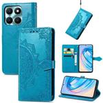 For Honor X6a Mandala Flower Embossed Leather Phone Case(Blue)