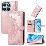 For Honor X6a Mandala Flower Embossed Leather Phone Case(Rose Gold)