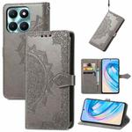 For Honor X6a Mandala Flower Embossed Leather Phone Case(Gray)