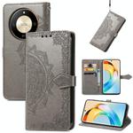 For Honor X50 Mandala Flower Embossed Leather Phone Case(Gray)
