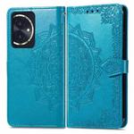 For Honor 100 Mandala Flower Embossed Leather Phone Case(Blue)
