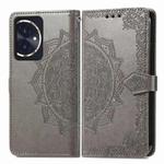 For Honor 100 Mandala Flower Embossed Leather Phone Case(Gray)