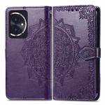 For Honor 100 Mandala Flower Embossed Leather Phone Case(Purple)