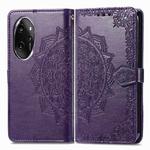 For Honor 100 Pro Mandala Flower Embossed Leather Phone Case(Purple)