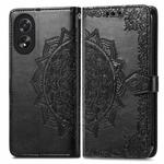 For Honor X5 Plus Mandala Flower Embossed Leather Phone Case(Black)