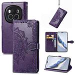 For Honor Magic6 Pro Mandala Flower Embossed Leather Phone Case(Purple)