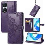 For Honor X7b Mandala Flower Embossed Leather Phone Case(Purple)