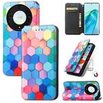 For Honor X9a CaseNeo Colorful Magnetic RFID Anti-theft Leather Phone Case(Color Square)