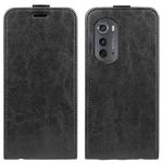 For Motorola Moto Edge 2022 R64 Texture Single Vertical Flip Leather Phone Case(Black)