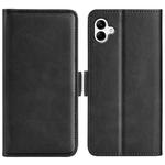 For Samsung Galaxy A04 Dual-side Magnetic Buckle Horizontal Flip Leather Phone Case(Black)