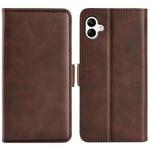 For Samsung Galaxy A04 Dual-side Magnetic Buckle Horizontal Flip Leather Phone Case(Brown)