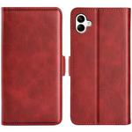 For Samsung Galaxy A04 Dual-side Magnetic Buckle Horizontal Flip Leather Phone Case(Red)