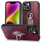 For iPhone 14 Snakeskin Leather Back Cover Ring  Phone Case(Red)