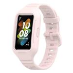 For Huawei Band 7 / 6 / 6 Pro Dotted Plaid Color Buckle Integrated Watch Band(Pink)