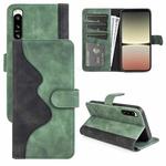 For Sony Xperia 5 IV Stitching Horizontal Flip Leather Phone Case(Green)
