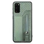 For Samsung Galaxy S20 Ultra Carbon Fiber Horizontal Flip Zipper Wallet Phone Case(Green)