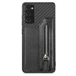 For Samsung Galaxy S20 FE Carbon Fiber Horizontal Flip Zipper Wallet Phone Case(Black)