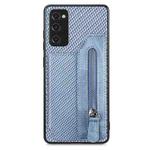 For Samsung Galaxy S20 FE Carbon Fiber Horizontal Flip Zipper Wallet Phone Case(Blue)