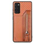 For Samsung Galaxy S20 FE Carbon Fiber Horizontal Flip Zipper Wallet Phone Case(Brown)