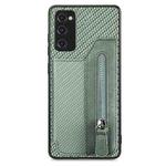 For Samsung Galaxy S20 FE Carbon Fiber Horizontal Flip Zipper Wallet Phone Case(Green)