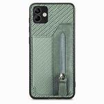 For Samsung Galaxy A04 4G Carbon Fiber Horizontal Flip Zipper Wallet Phone Case(Green)