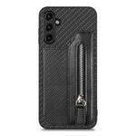 For Samsung Galaxy A14 5G Carbon Fiber Horizontal Flip Zipper Wallet Phone Case(Black)