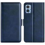 For Motorola Moto E22 / E22i Dual-side Magnetic Buckle Horizontal Flip Leather Phone Case(Dark Blue)