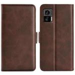 For Motorola Edge 30 Lite Dual-side Magnetic Buckle Horizontal Flip Leather Phone Case(Brown)