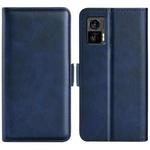 For Motorola Edge 30 Lite Dual-side Magnetic Buckle Horizontal Flip Leather Phone Case(Dark Blue)