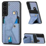 For Samsung Galaxy S22+ 5G Carbon Fiber Wallet Flip Card K-shaped Holder Phone Case(Blue)