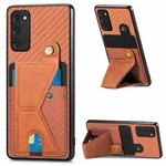 For Samsung Galaxy S20 FE Carbon Fiber Wallet Flip Card K-shaped Holder Phone Case(Brown)